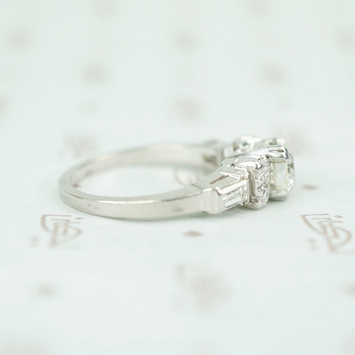 Vintage Diamond Engagement Ring with Pretty Accents