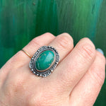 Beautiful Green Turquoise Ring with Rocker Designs