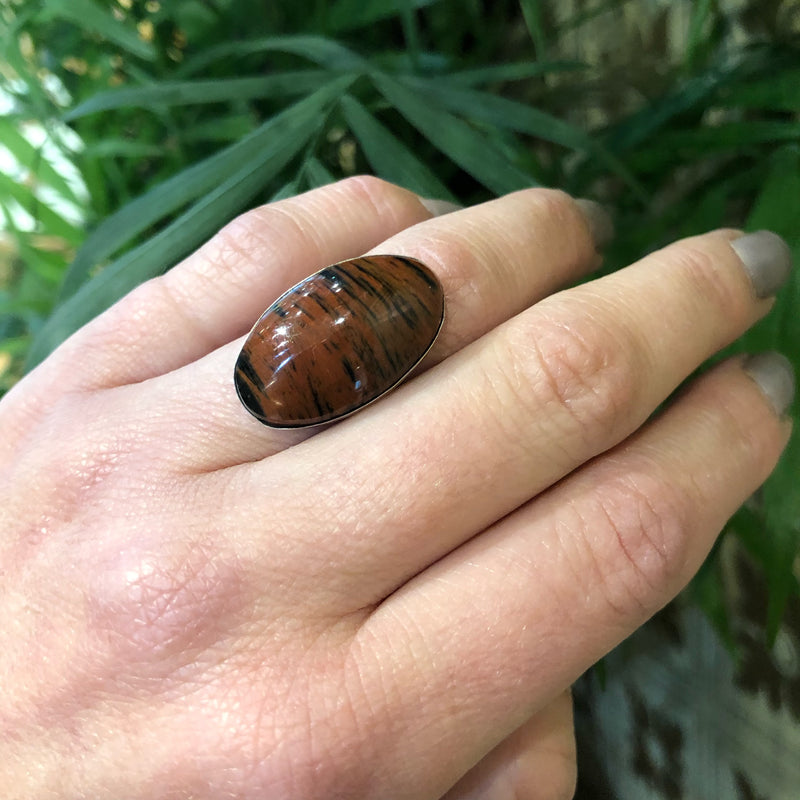 Painted Desert Jasper Sterling Art Deco Ring