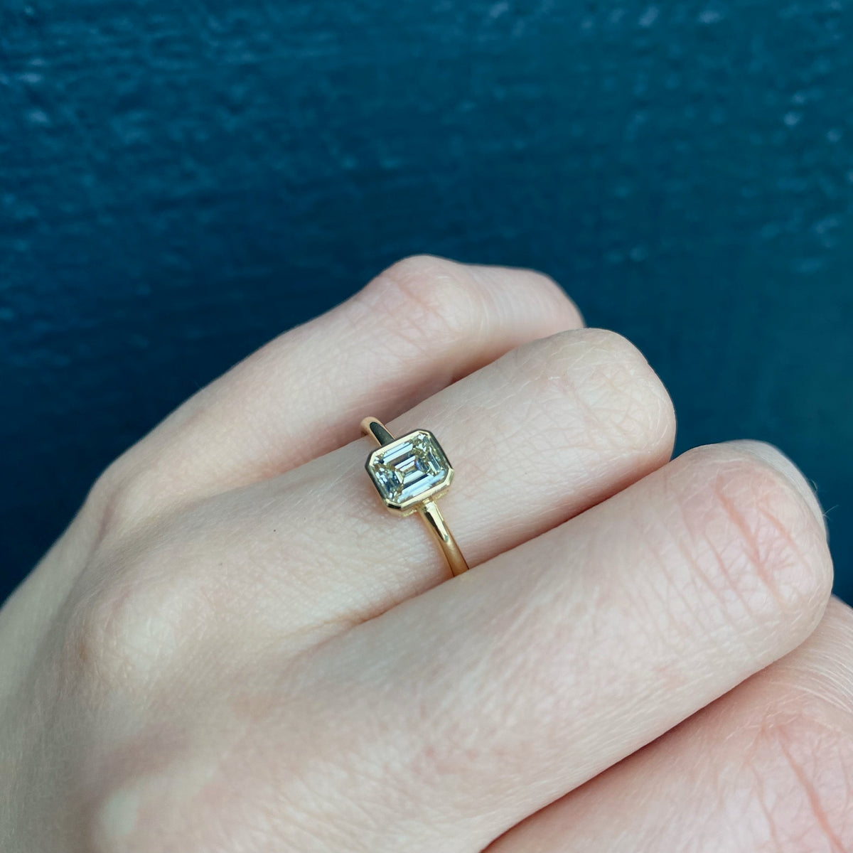 Pale Yellow Emerald Cut Diamond Solitaire