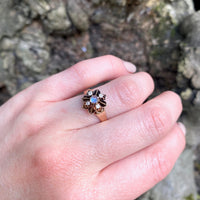 Compass Rose Ring with Moonstone and Diamonds