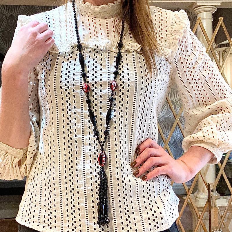 Bold & Graphic Millifiori Bead Sautoir Necklace