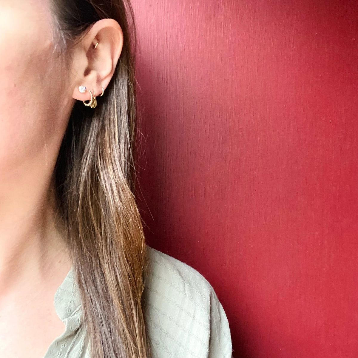 Lovely Diamond Stud Earrings in White Gold