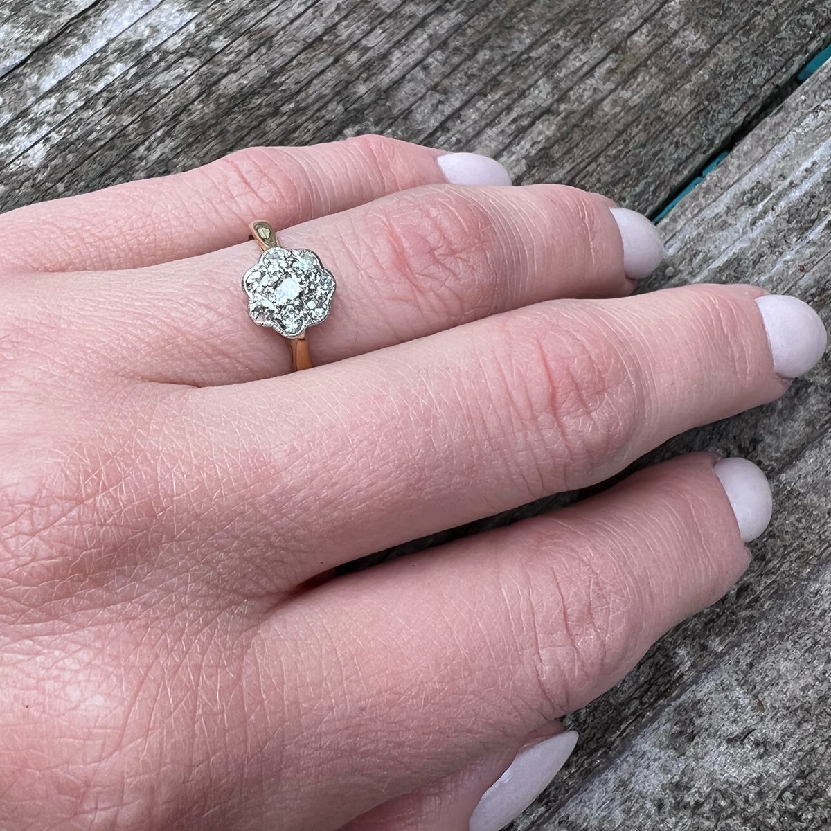 Bright Blossom Antique Diamond Cluster Ring