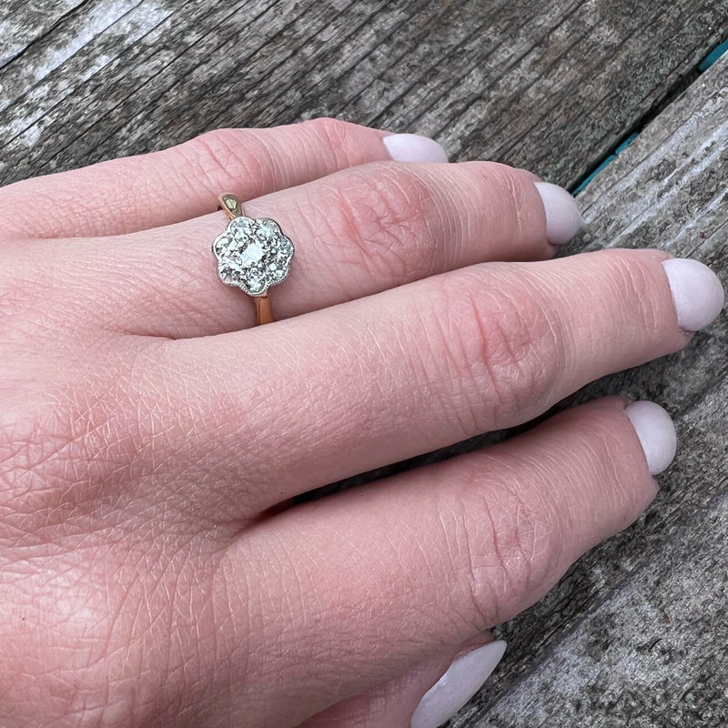 Bright Blossom Antique Diamond Cluster Ring