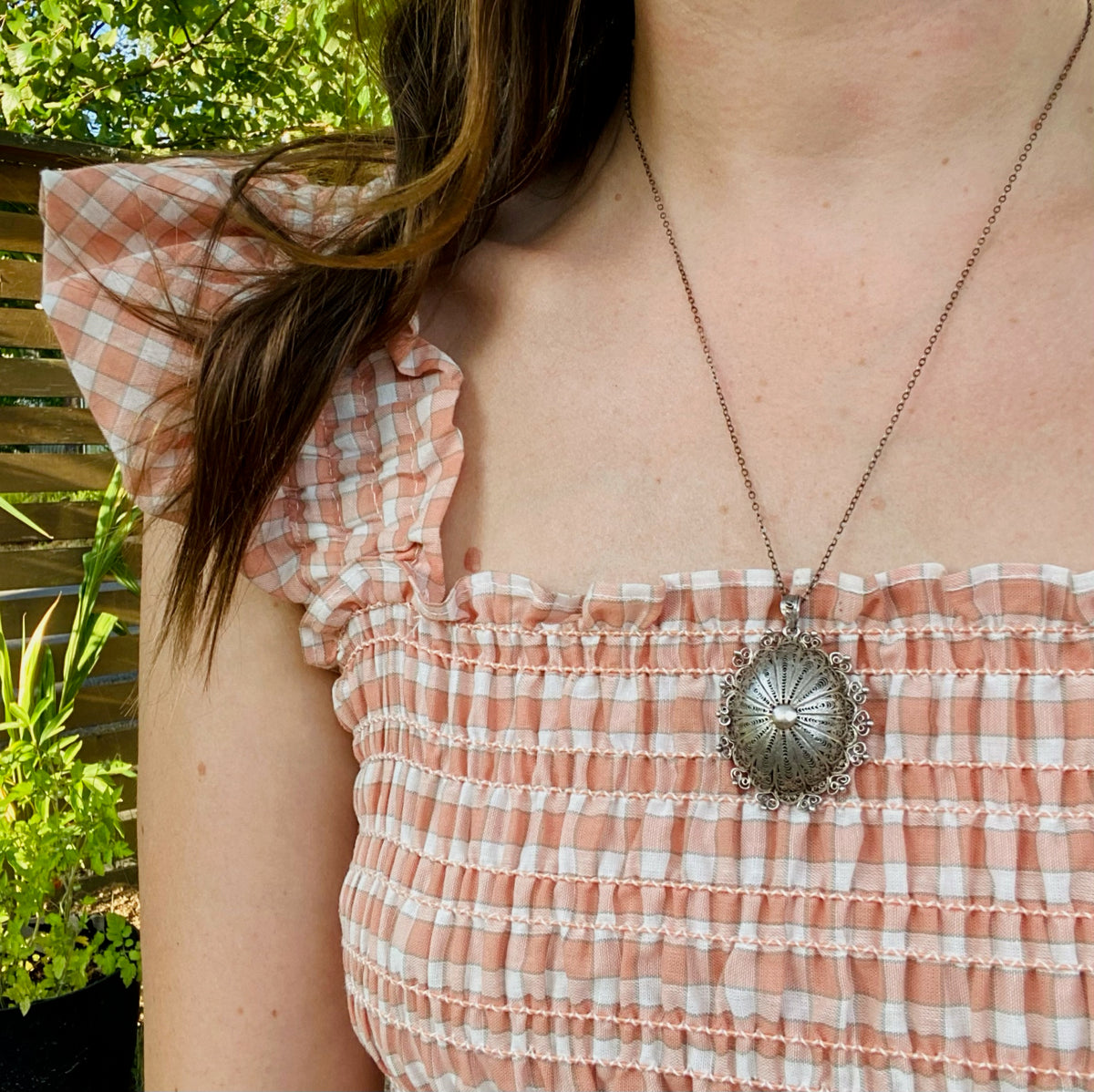 Light & Lacy Domed Sterling Filigree Pendant