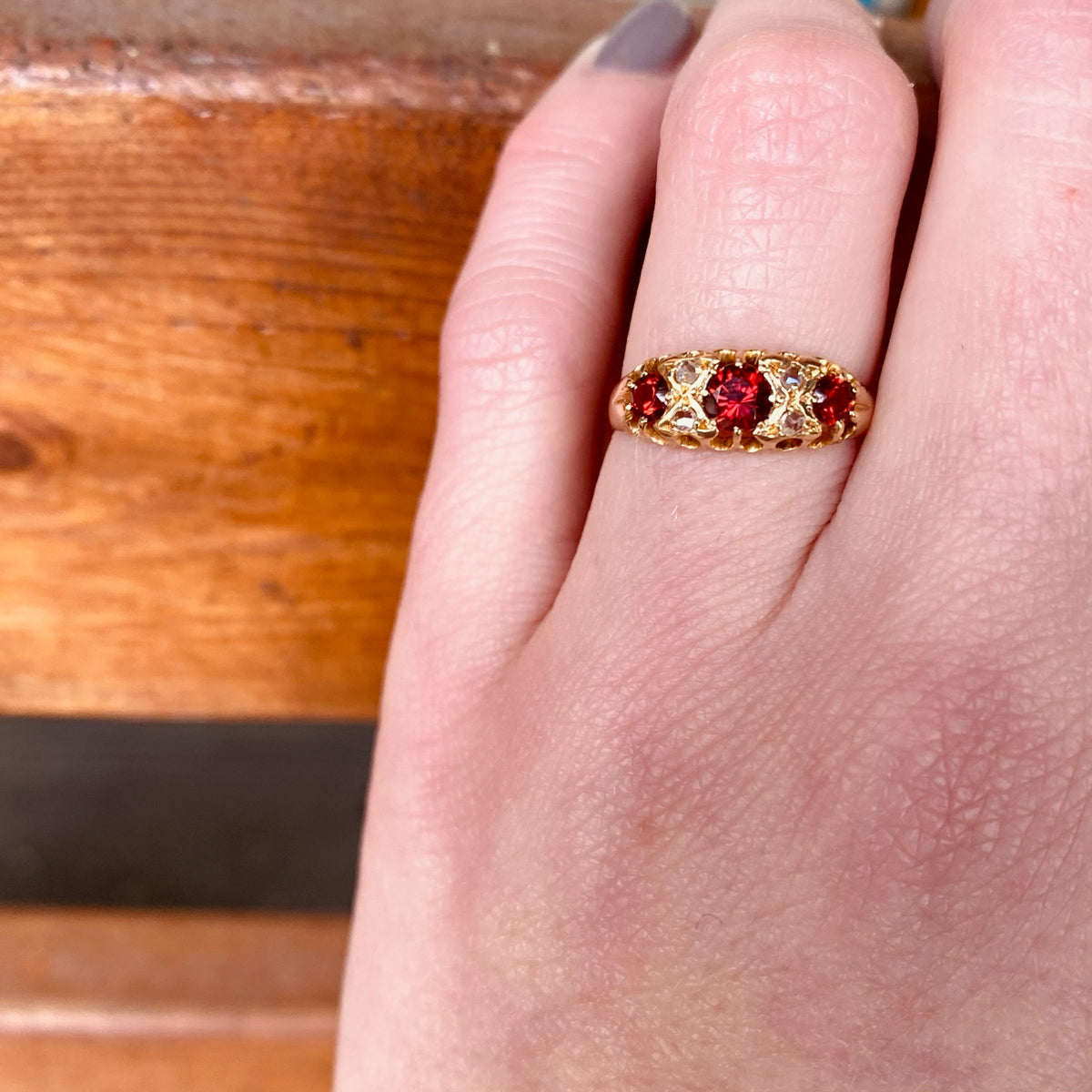 Lush Garnet & Diamond 18ct English Band