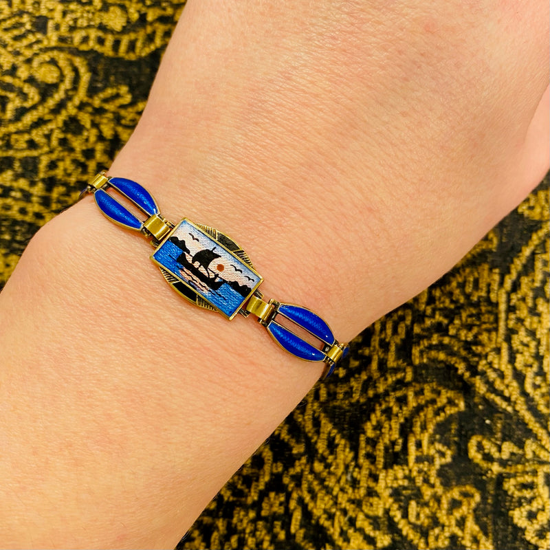 Enameled Holmsen Norwegian Ship Bracelet