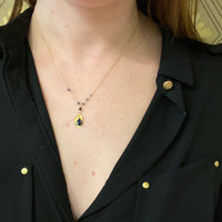 Hand Forged 18k Gold Leaf & Sapphire Necklace by brunet