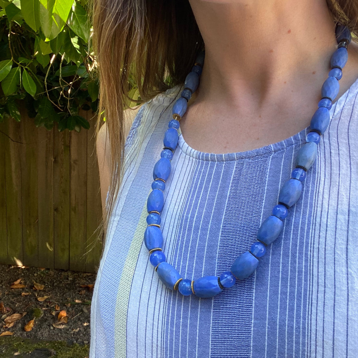 Dreamy Blue Russian Trade Bead Necklace