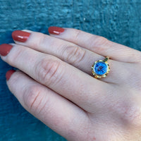 18k Gold Cerulean Blue Sapphire Solitaire