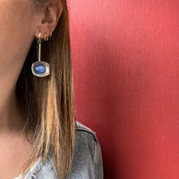 Danish Modern Glass & Pewter Earrings by J. Jensen