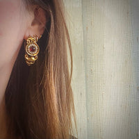 Poissarde 18k Gold Earrings Garnet and Pearl