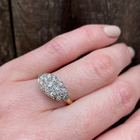 Vintage Diamond Cluster Two Tone Band