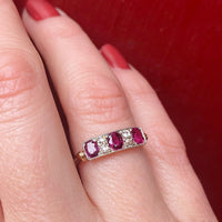 Gorgeous Edwardian Ruby & Diamond Band