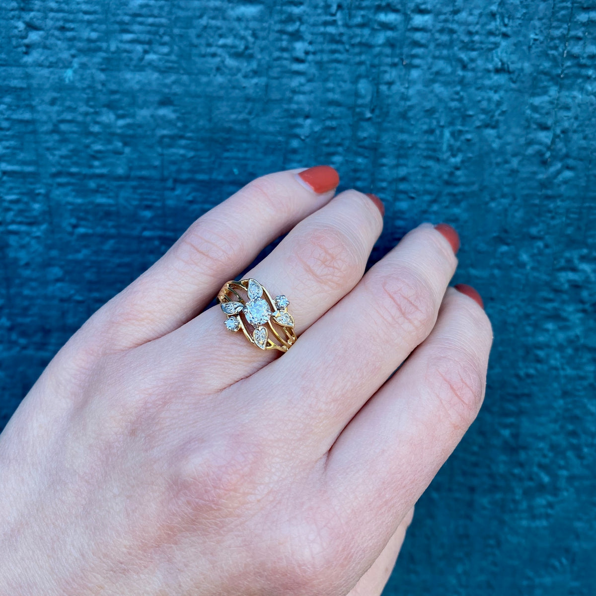 OMC Cushion Cut Diamond Flower Ring