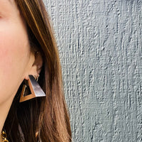 Monumental Mid Century Triangle Hoops in Mexican Silver