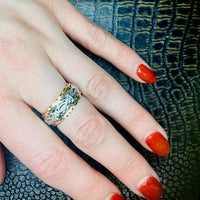 Flowers & Facets Elaborate Two-Tone Open Work Band