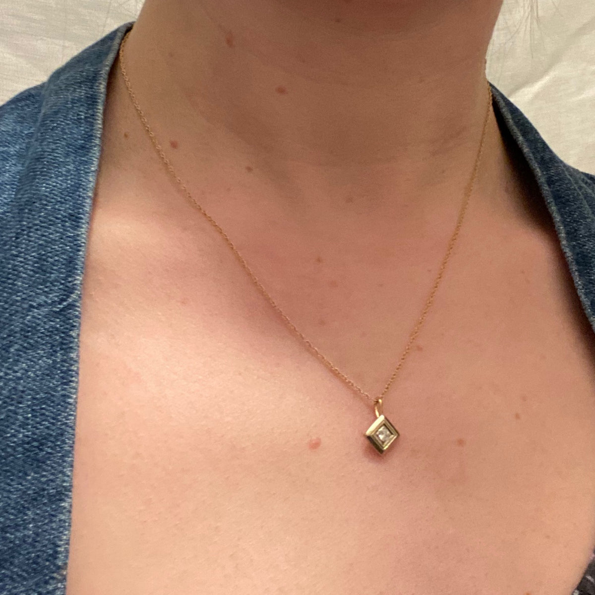 1920s Two Tone Gold and Diamond Pendant