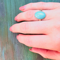 Robins Egg Blue Antique Turquoise in Gold Ring