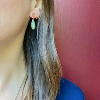 Mossy Green Jade Vintage Drop Earrings