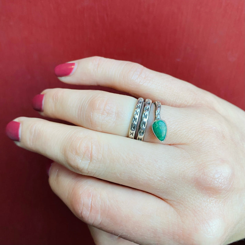 Powerful Rattlesnake Ring in Silver & Turquoise