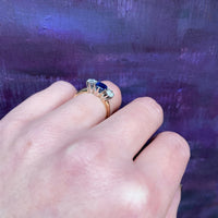 Gorgeous Sapphire and OEC Diamond 3 Stone Ring