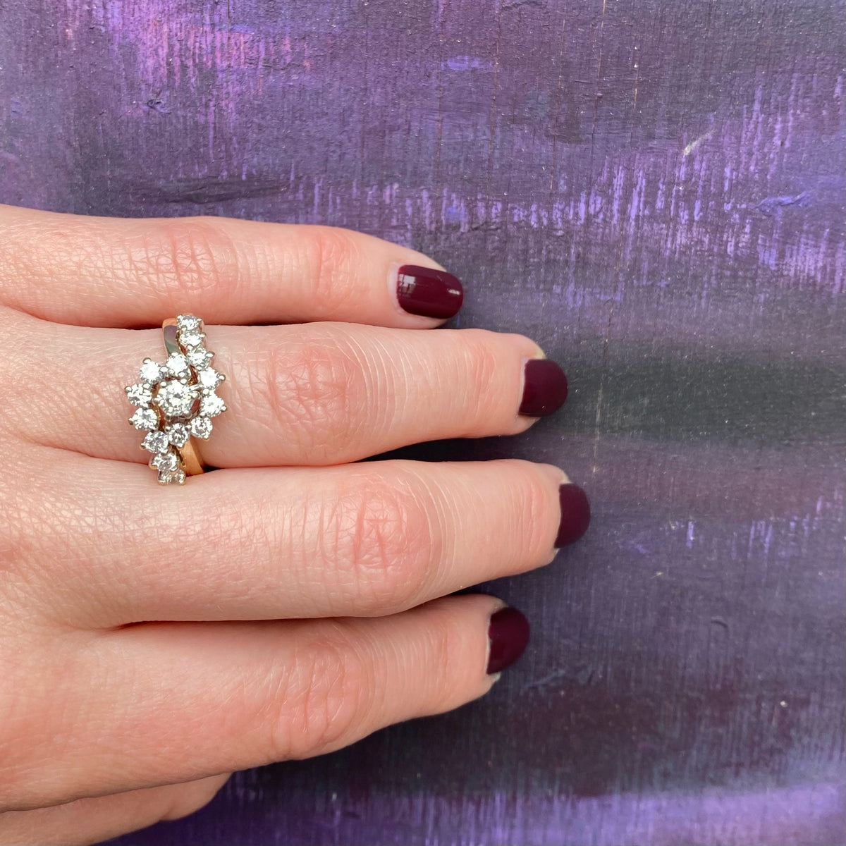 Sparkling Swirl of 70s Diamonds Engagement Ring