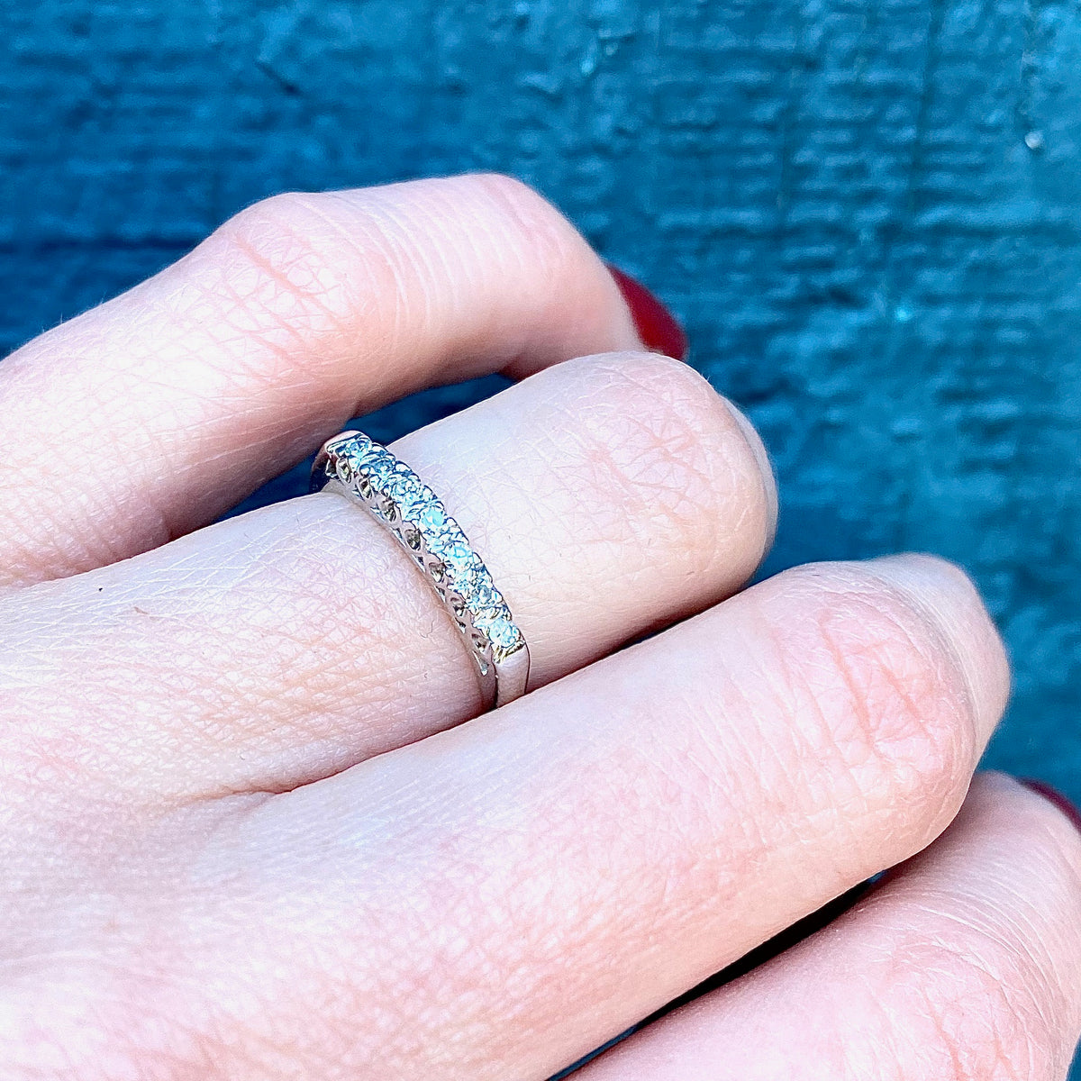 Seven Stone 1940s Diamond Wedding Band