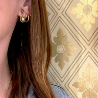 Dainty Victorian Revival Opal & Gold Earrings