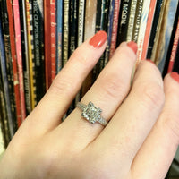 Emerald Step Cut Diamond Platinum Engagement Ring