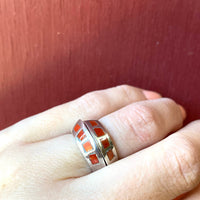 Stacking Silver Bands with Spiny Oyster Inlay