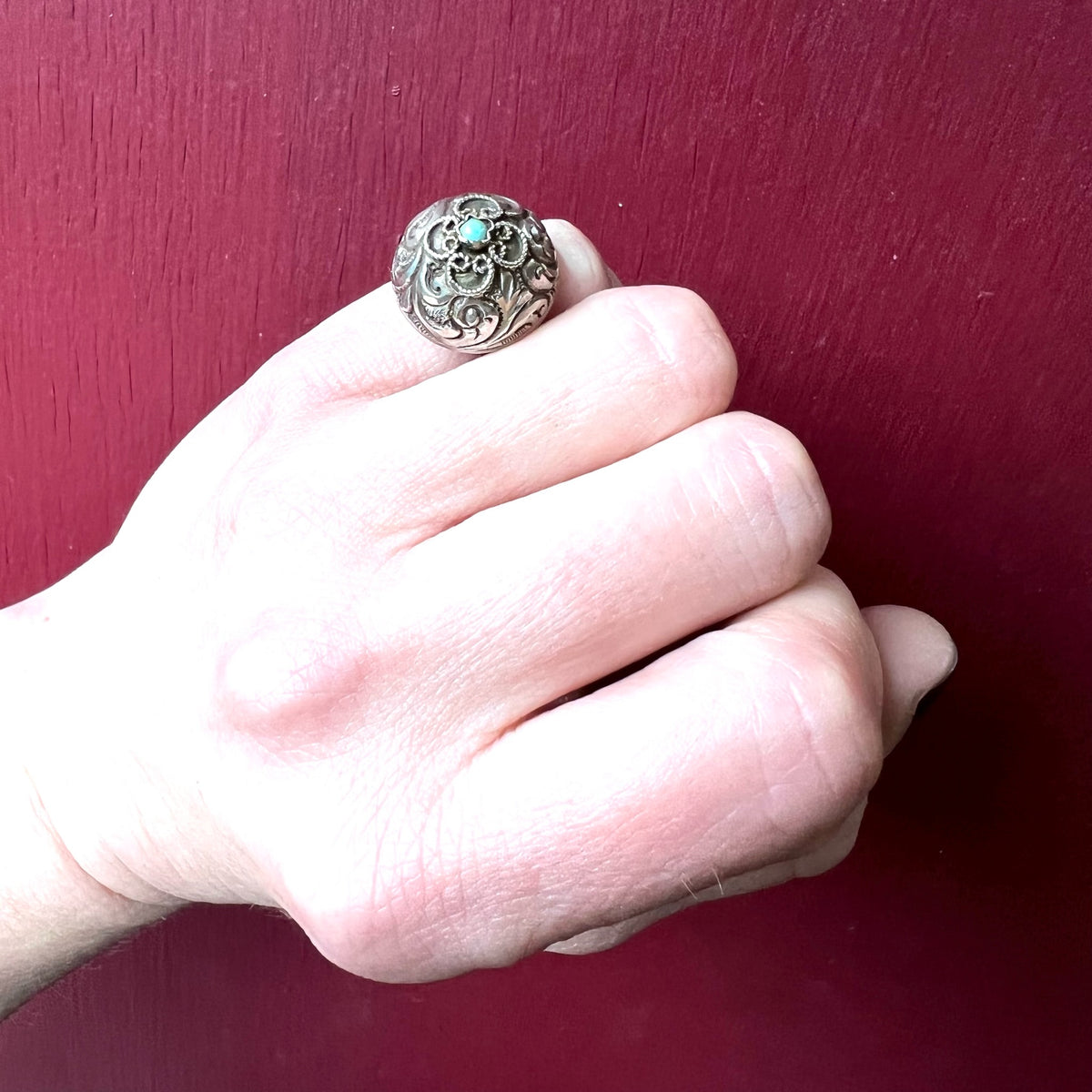 Bohemian Silver Repoussé Dome Ring