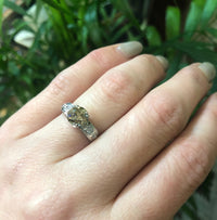 Platinum Art Deco Engagement Ring with Light Brown Diamond
