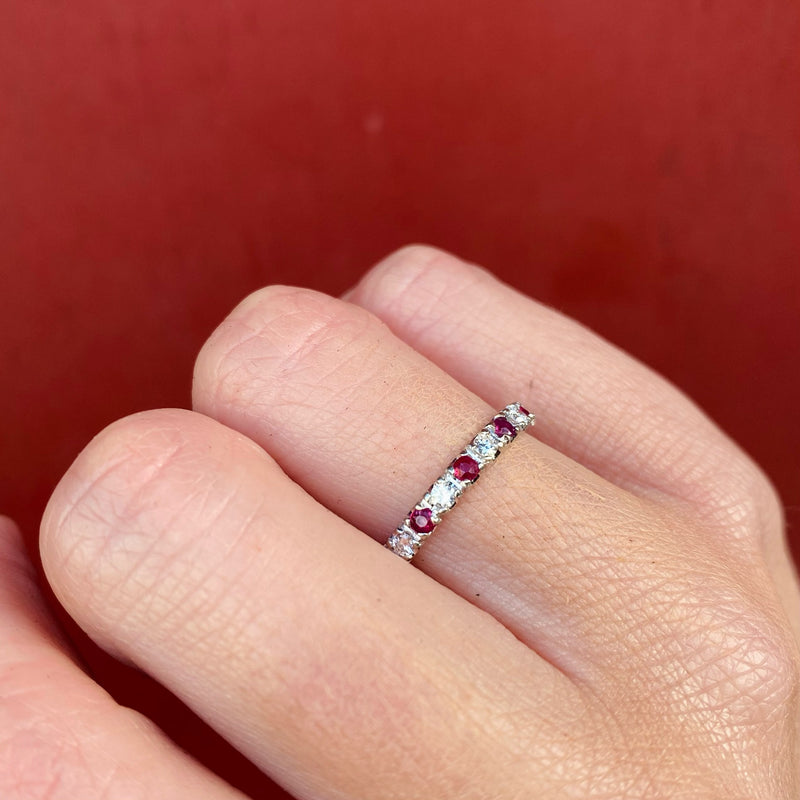 Rubies & Diamonds 18k White Gold Band