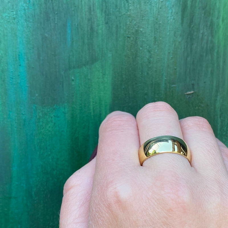 Wide Half Round Wedding Band in 18k Gold