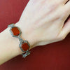 Art Deco Sterling Marcasite and Carnelian Bracelet