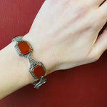 Art Deco Sterling Marcasite and Carnelian Bracelet