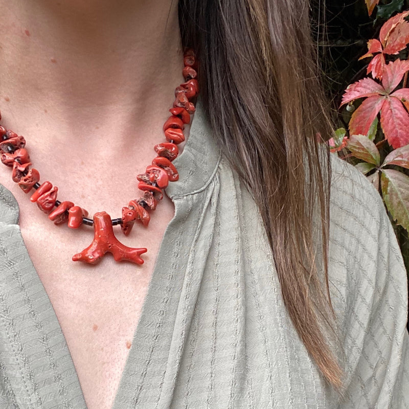Incredible Red & Black Coral Necklace