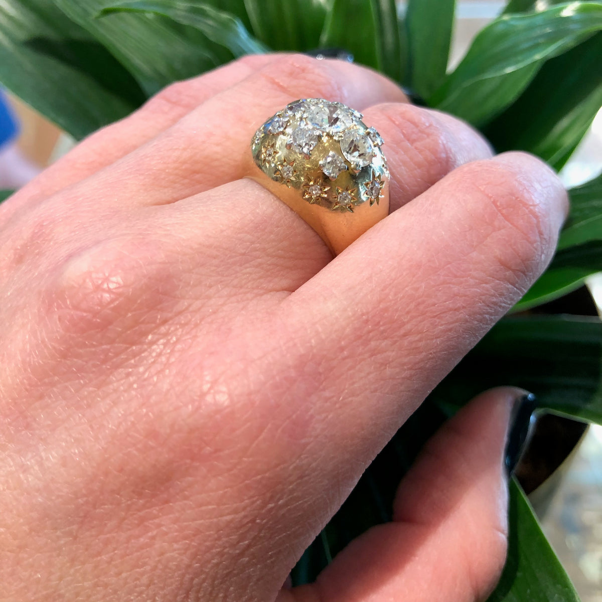 Vintage Diamond Covered Gold Bombé Ring