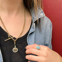 Delightful Georgian Locket with Pearl & Turquoise in 18ct Gold