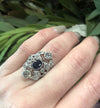 Elegant Belle Époque Diamond and Sapphire Ring