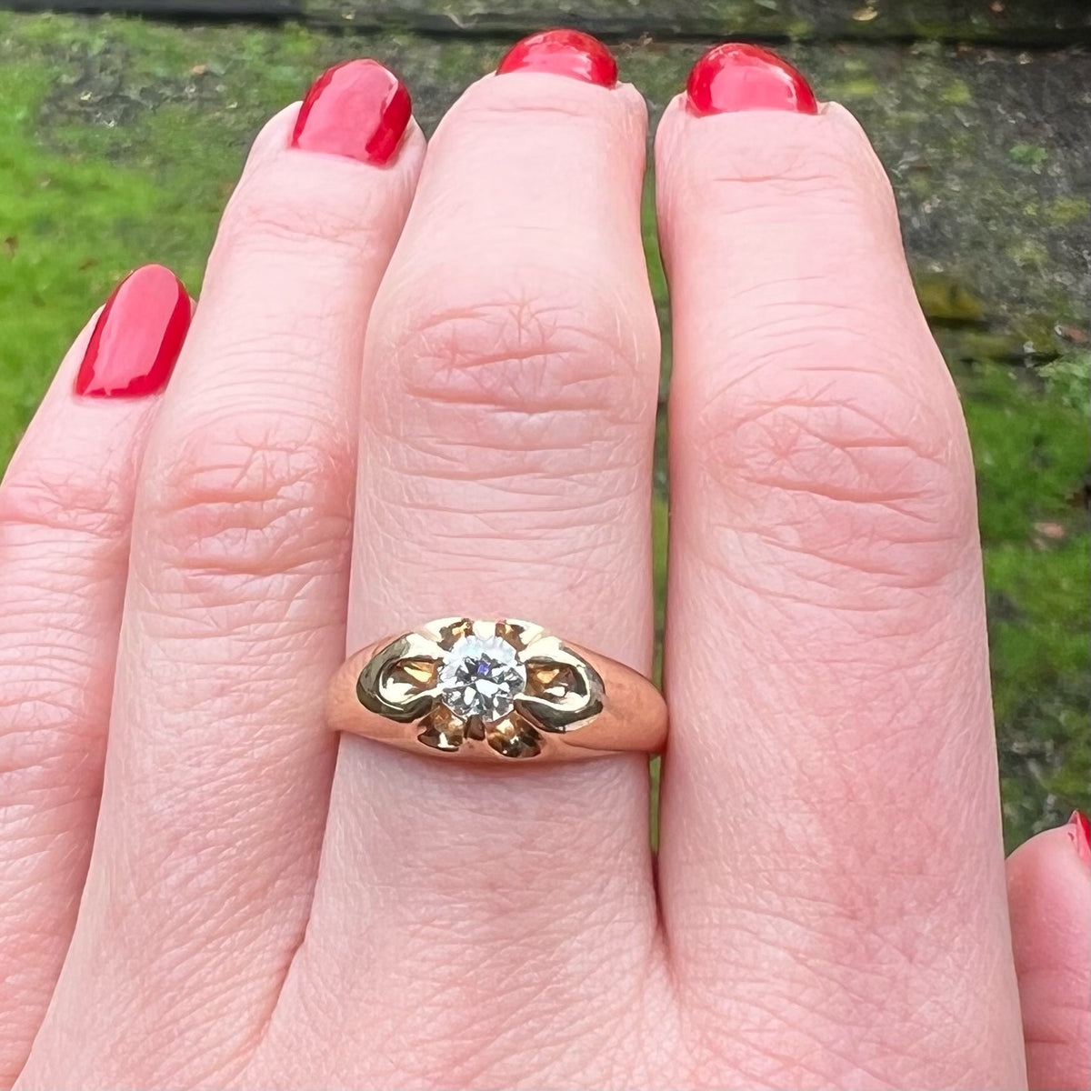 Classic Diamond Set Gold Belcher Band