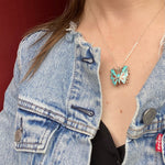 Vivacious Butterfly Brooch/Pendant with Turquoise Inlay
