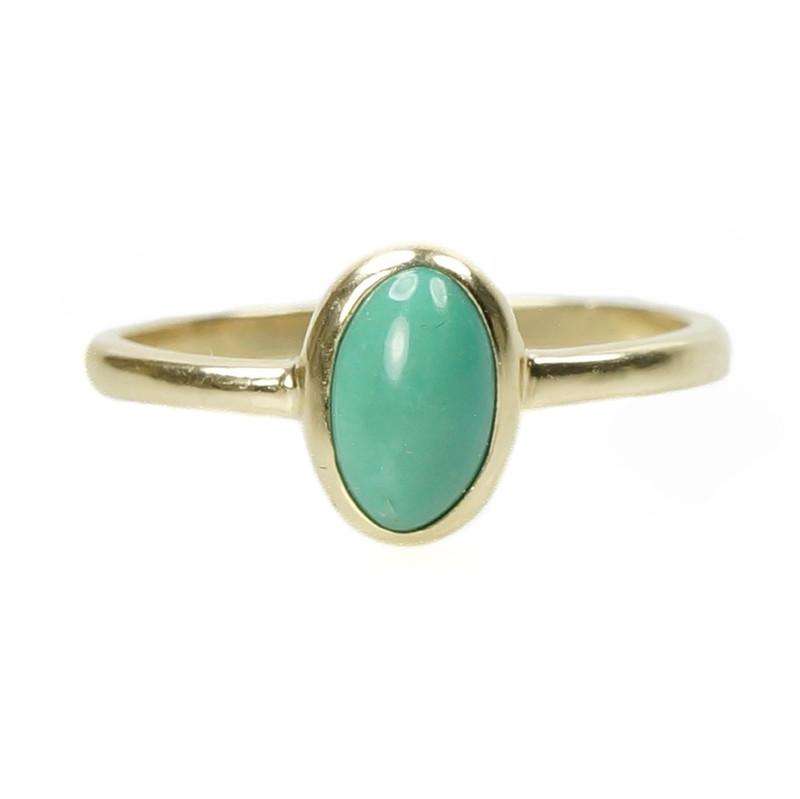 Oval Turquoise Cabochon Ring in 14k Yellow Gold by 720