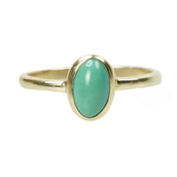Oval Turquoise Cabochon Ring in 14k Yellow Gold by 720