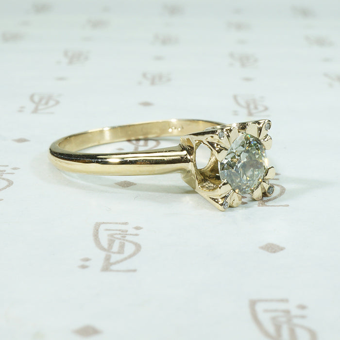 Fleur de Lis Corners Solitaire Engagement Ring