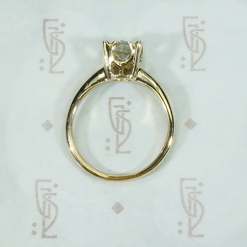 Fleur de Lis Corners Solitaire Engagement Ring