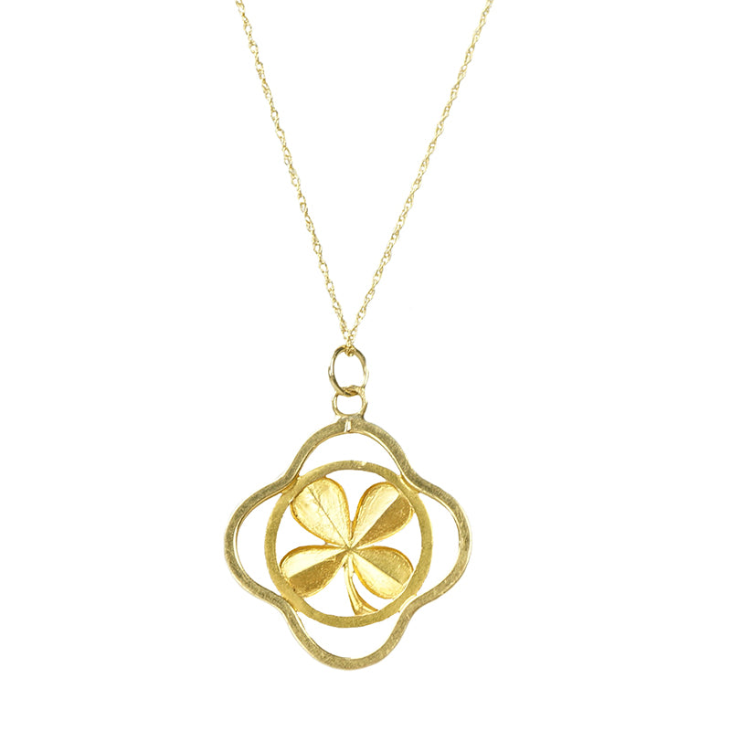 Vintage French 18k Yellow Gold 4 Leaf Clover