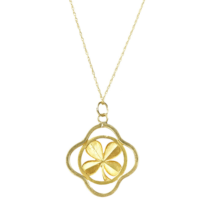 Vintage French 18k Yellow Gold 4 Leaf Clover